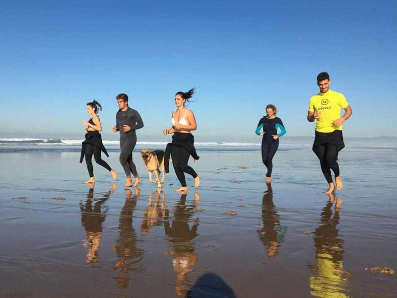 Surf warm-up on the beach before a lesson