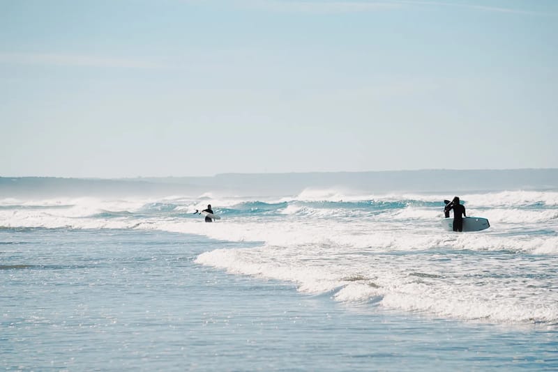 Surf lesson on the beach at Costa da Caparica