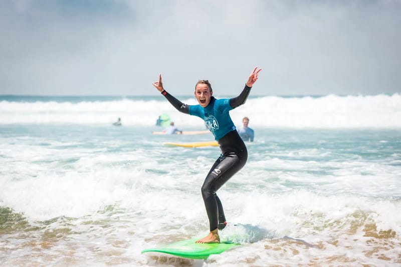 Surf group session in the water