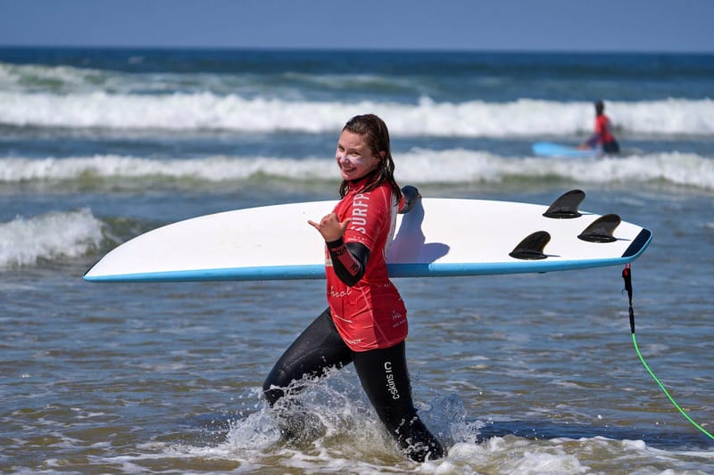 Surf lesson in the water